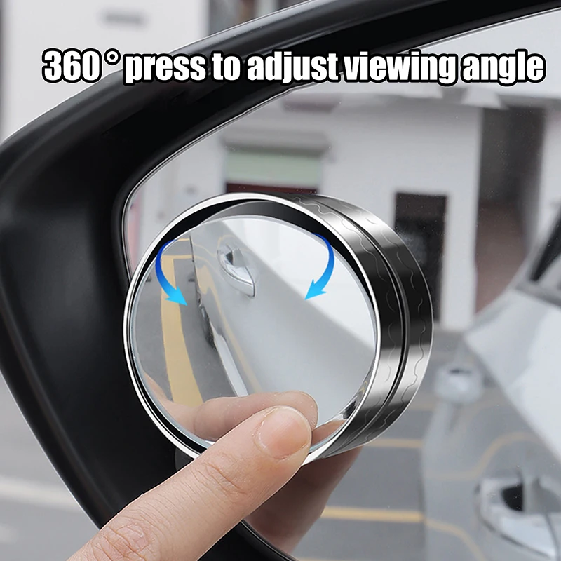 New 2PCS Car Rearview Mirror Blind Spot Mirror Circular Frame Convex Spotlight Mirror 360 Degree Adjustable Wide Angle