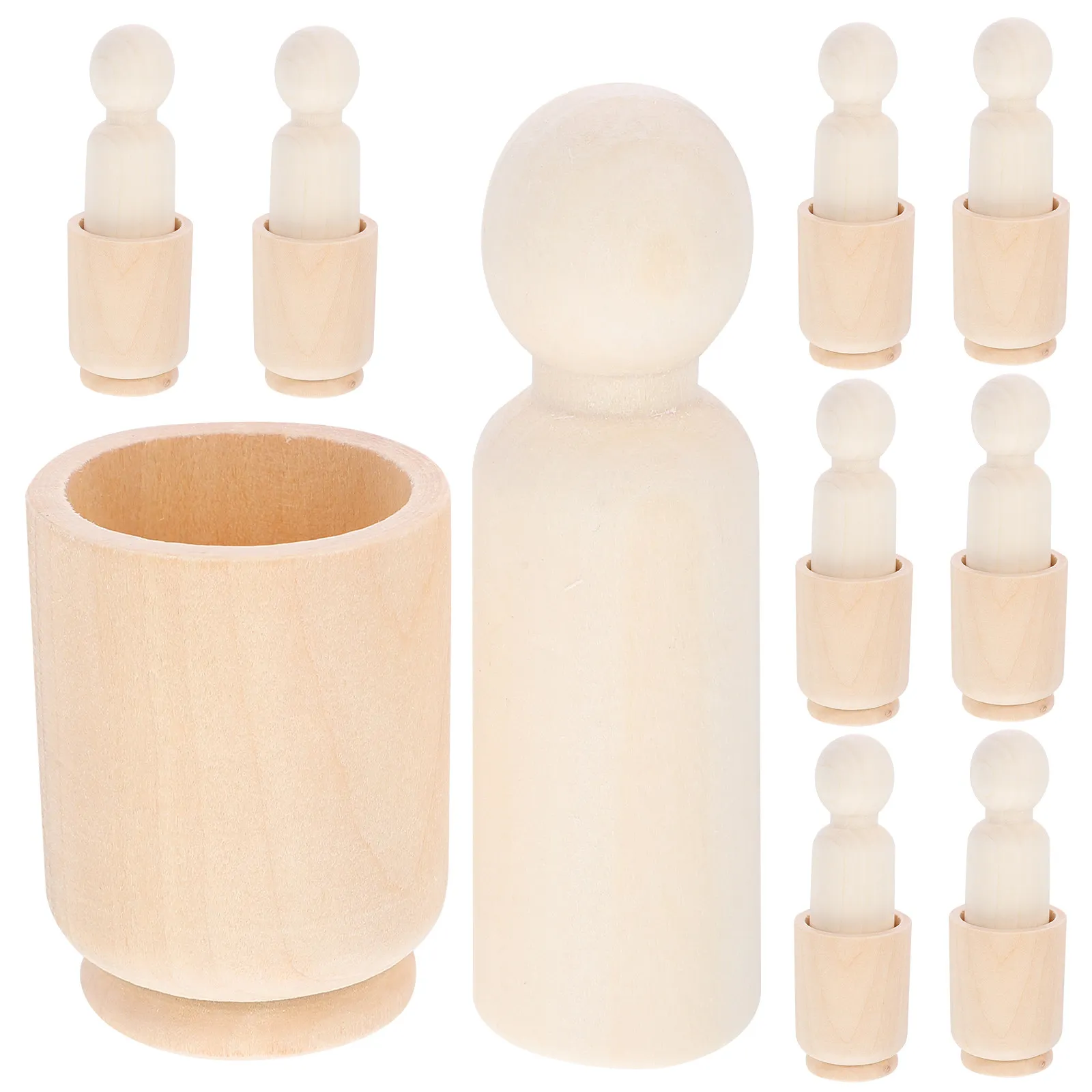

10Sets Wooden Peg Kids DIY Graffiti Painting Kit Mini Wood Cups Creativity Imagination Hand Eye Coordination Wooden Peg