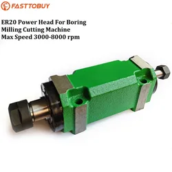 Waterproof 1HP ER20 Power Head 750W Cutting/Boring/Milling Machine Tool Spindle Head Max. 3000--8000rpm.