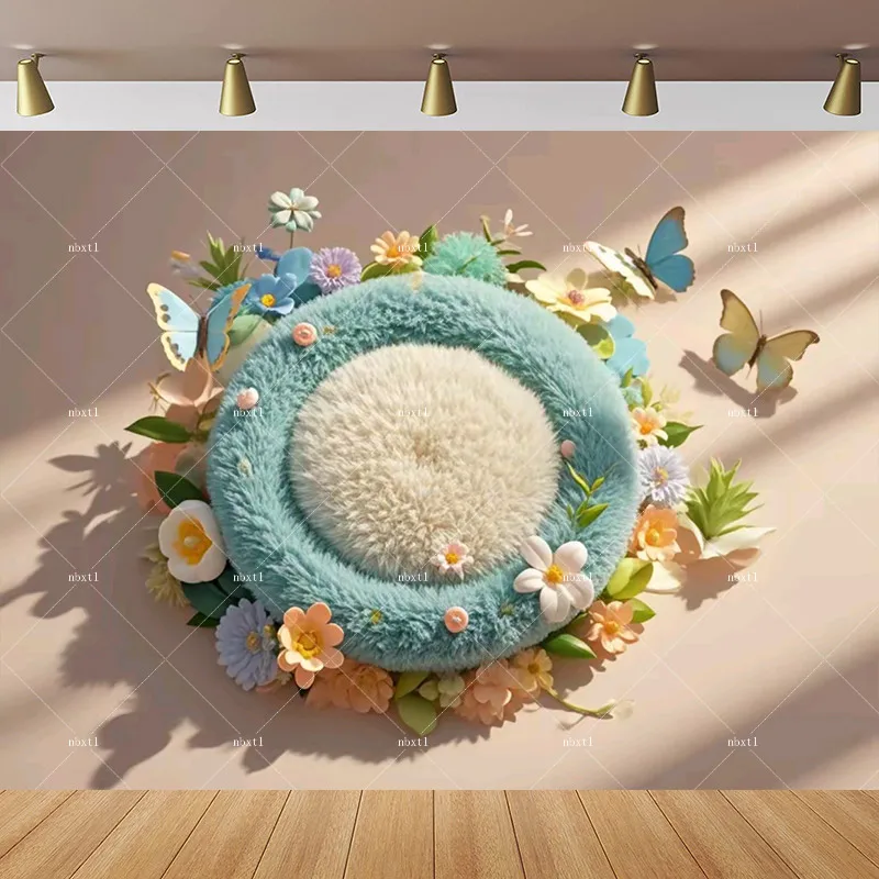 Newborn Photo Backdrop Photography Sweet Birthday Flowers Sleeping Baby Artistic Decoration Background Kids Studio Shoot Prop