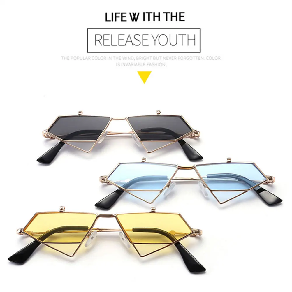 

Punk Style Cat Eye Sunglasses Yellow with Golden Frame Fashion Eyewear Lightweight Durable Outdoor Accessories