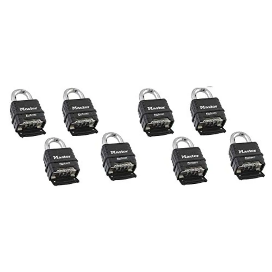 

Набор из 8 кодовых замков MasterLock 1178D с литым корпусом, разные ключи, черный/серебристый