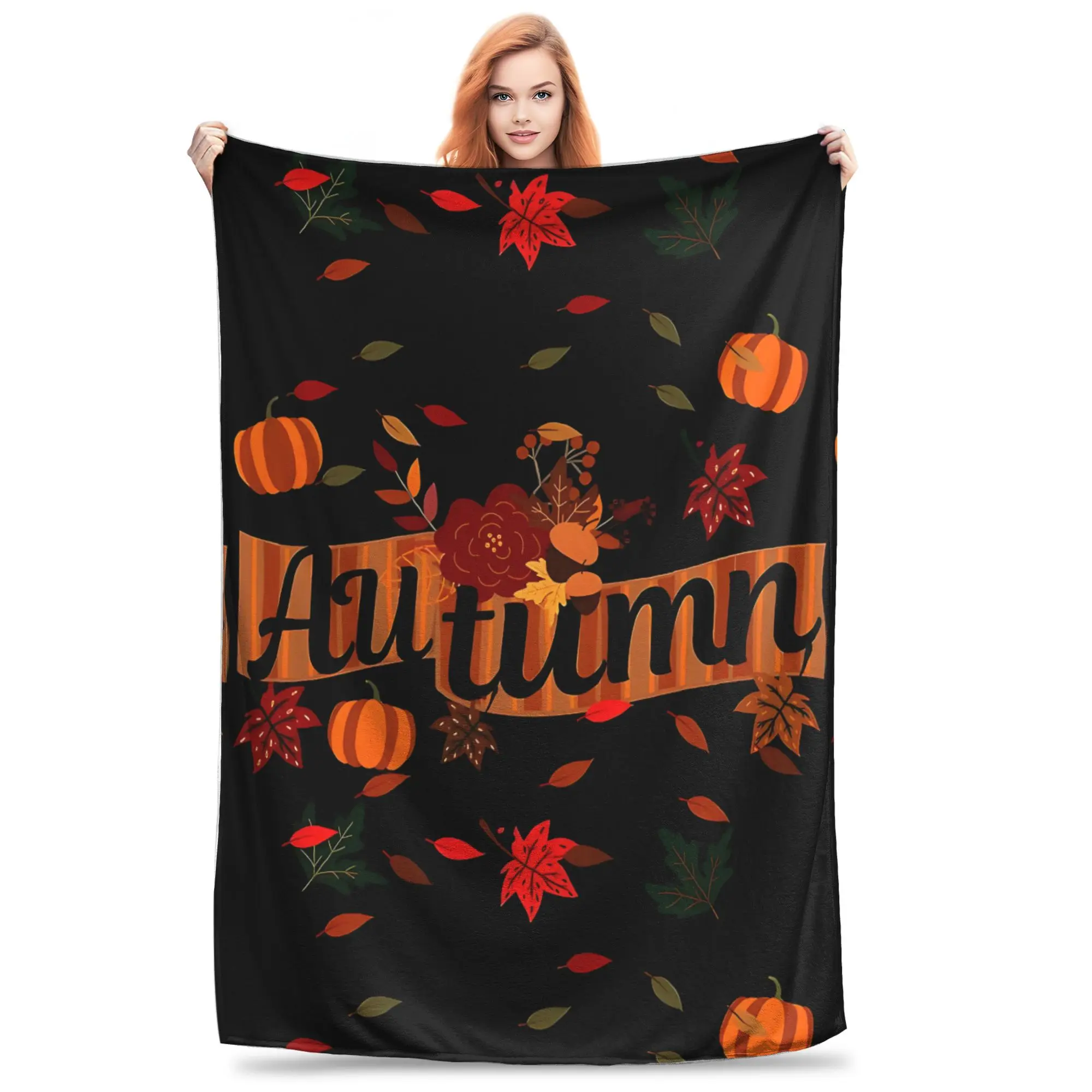 1PC Autumn Vibes  Winter Blankets for Adults Bedding Home Interior Sofa Knee