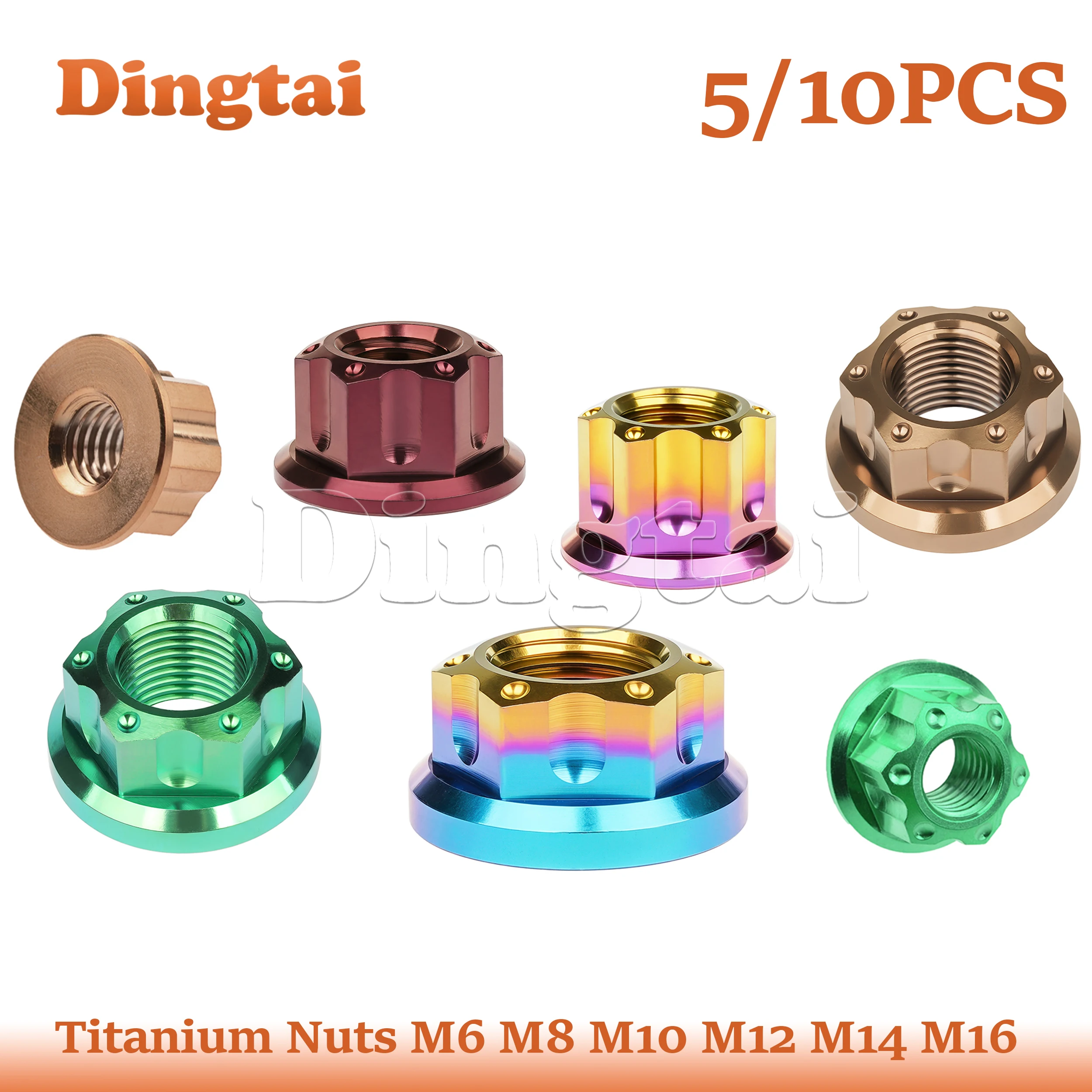 Dingtai Titanium Ti Nuts 5/10PCS M6 M8 M10 M12 M14 M16 Fancy Bolt Cap for Motorcycle Accessorie