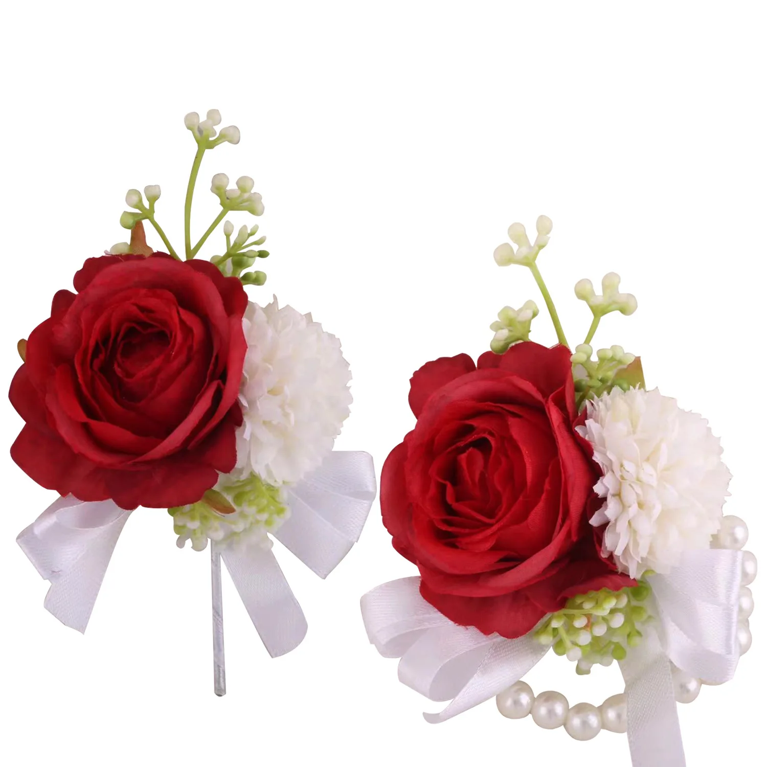 Casamento de pulso flor arco decoração simulação branco margarida leite rosa bud corsage e pulso flor pulseira para casamento