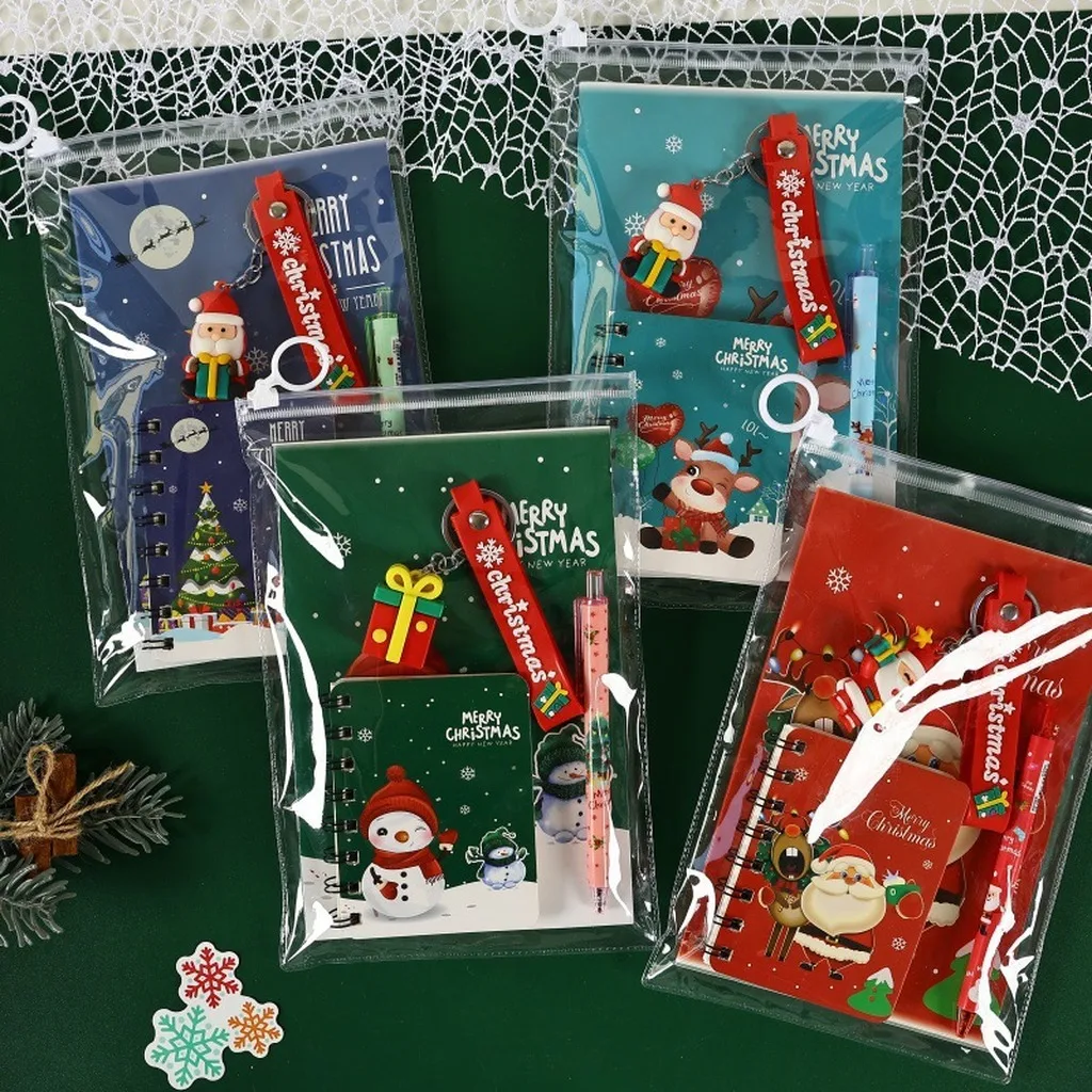 Christmas Themed Stationery Set Transparent Christmas Gel Pen Student Stationery Set Silicone Silicone Keychain For Holiday Gift
