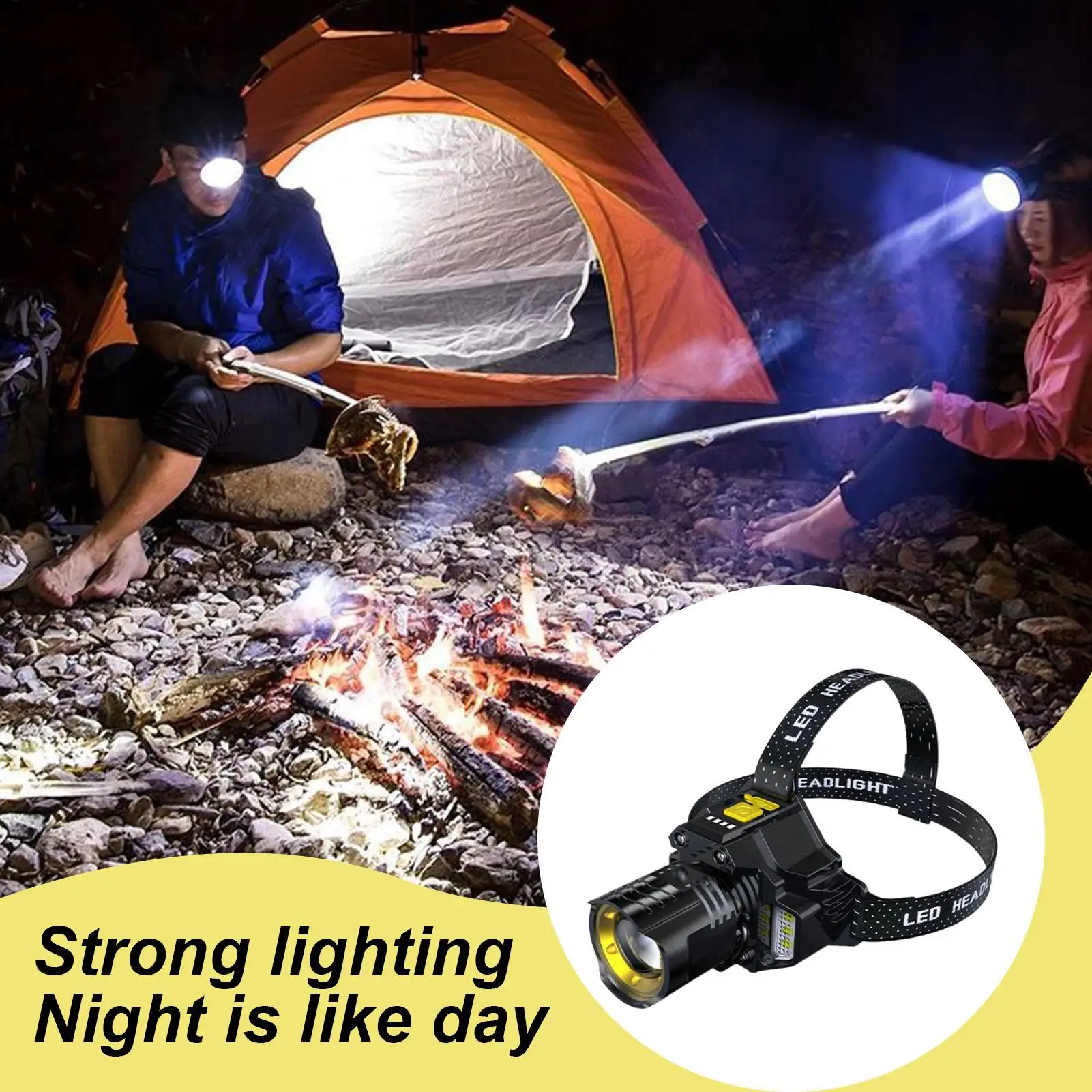 

Hiking Headlamp LED Head Lamps For Camping Bright Motion Sensor Head Light Outdoor Gear Flashlight For Adults Running Hunting