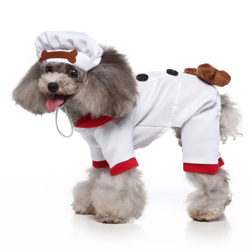 Funny Clothes Dogs Cosplay Role Playing Suit Cook Suit With Hat for Halloween Christmas Clothes Party Costume Suit  S-XL