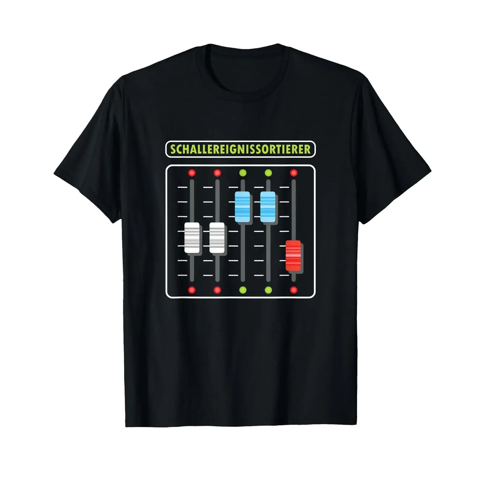 Tonmischer Lautstärkeregler T-Shirt für Männer Schwarz S Party Musik Event Vintage Gewaschenes Grafik-Top für den Alltag Atmungsaktiv