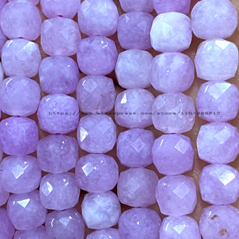 Faceted Cube 7-8mm Natural Stone Chalcedony Kunzite Color Loose Square Spacer Beads for Jewelry Making Diy Bracelet Accessories