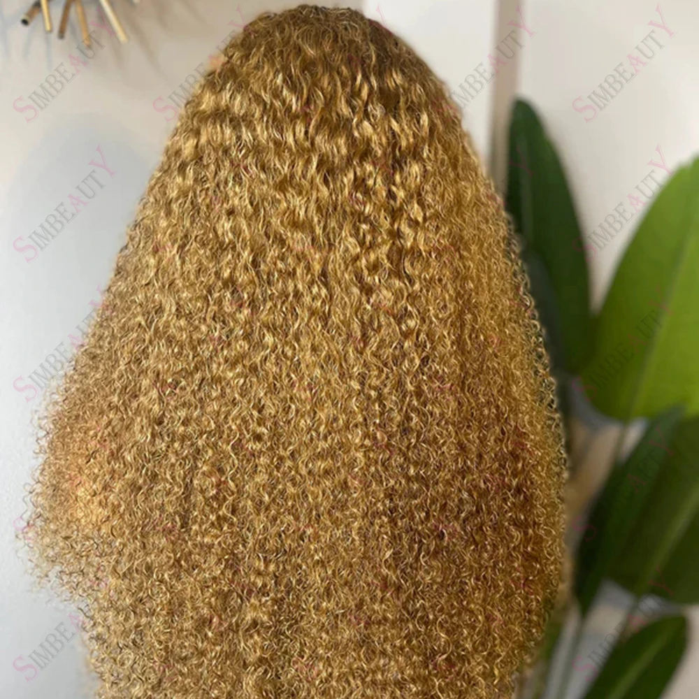 Highlights Honey Golden Blonde V Part Wigs Kinky Curly Unprocessed 100% Human Hair Ombre Brown Water Wave U Shape Full End