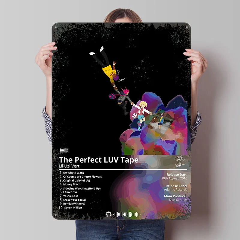 Lil Uzi The Perfect LUV Tape Album Cover Metal Poster Customized Wall Art Retro Vintage Tinplate Signs for Room Decoration Cozy