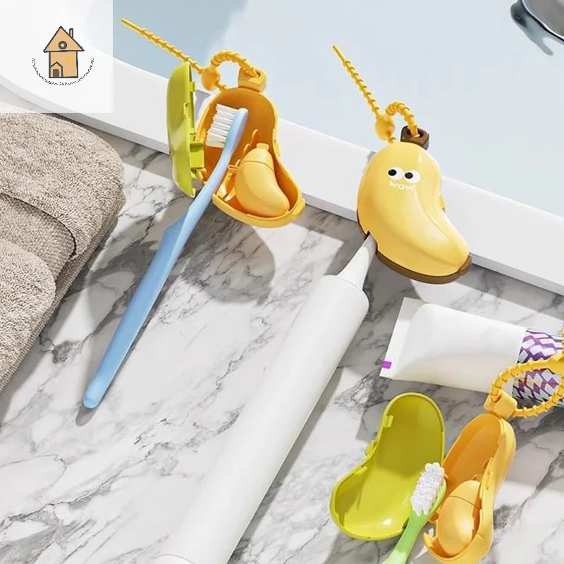 

Banana Toothbrush Head Protective Cover With Toothpaste Compartment Toothbrush Dust Clamp Portable Travel Style Storage Box