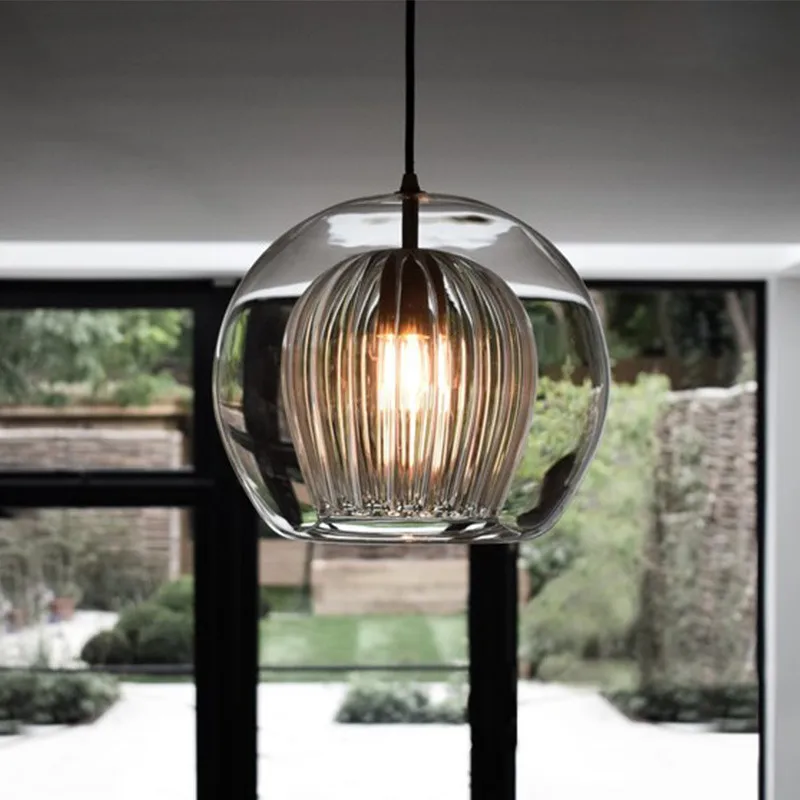 

Nordic Minimalist Bedside Glass Pendent Lamp Designer Art Creative Restaurant Bar Counter Study Duplex Staircase LED Chandelier