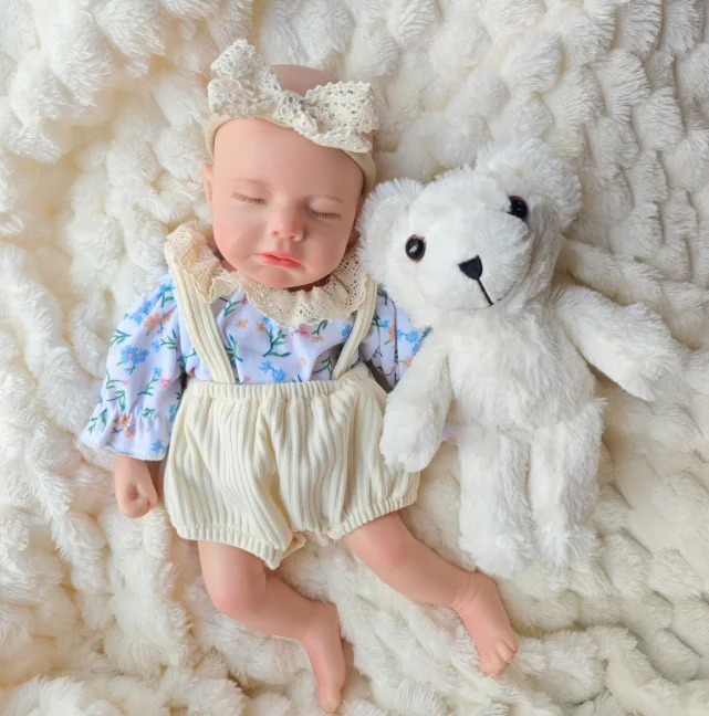 Full Solid Silicone Fashion Doll 13inch Mini Realistic Newborn Soft Toy for Girls with Cute Smile and Regular Teeth
