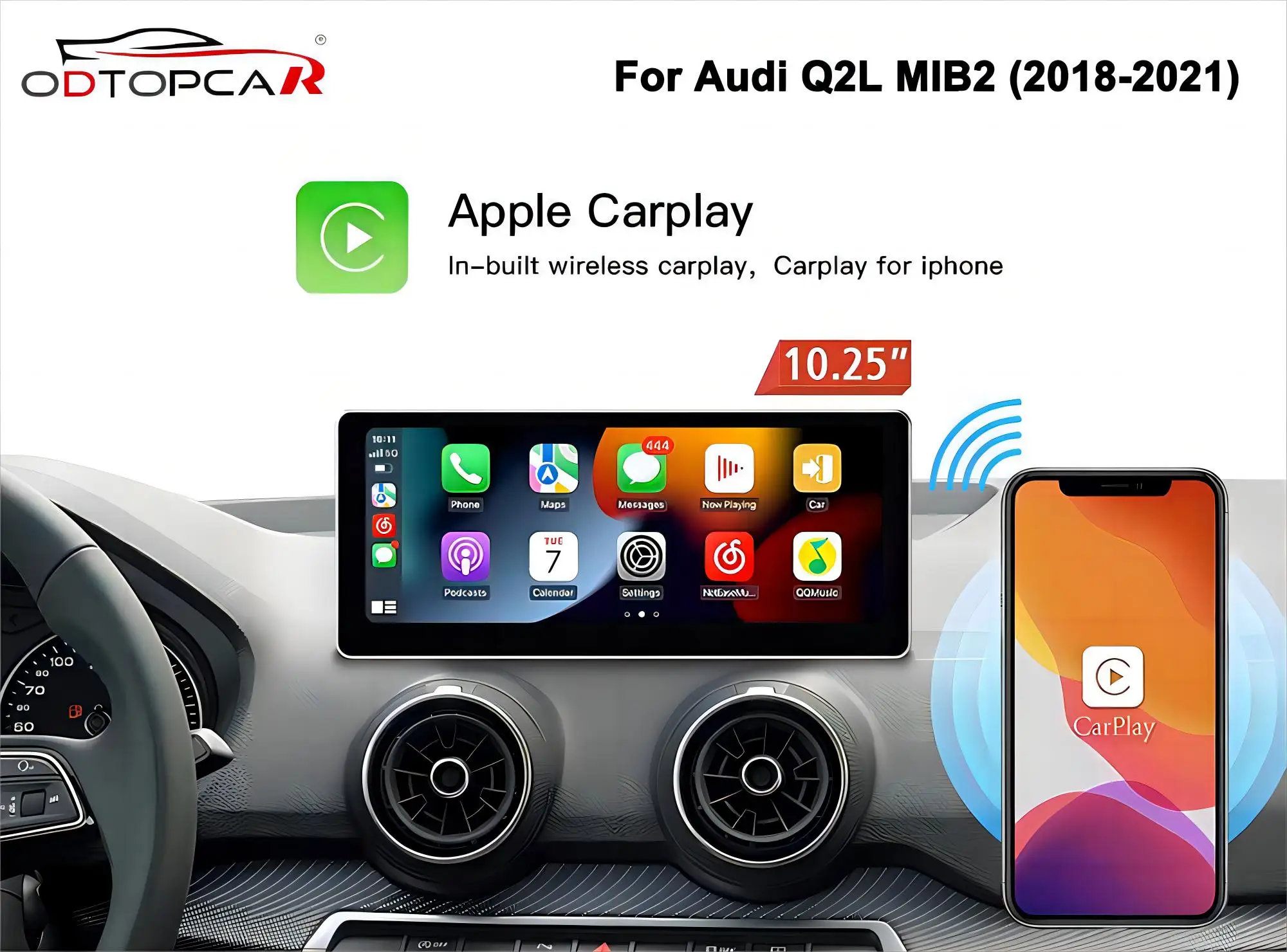 

For Audi Q2 SQ2 MIB2 Android 12 System Multimedia 10.25 inch Touch Screen Head Unit Carplay Android Auto MirrorLink Navigation