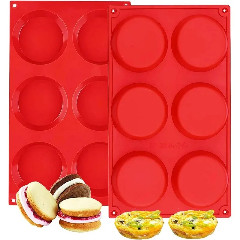 

2 Pack Non-stick 3" Whoopie Pie Baking Pan 3 Inch Round Tray Silicone Egg Sandwich Molds English Muffins Breakfast