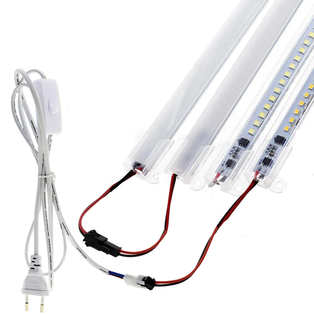 1X-12X lampu tabung LED lampu Bar strip kaku di bawah lemari lampu sorot neon 72LED 30/40/50cm untuk dekorasi dapur rumah