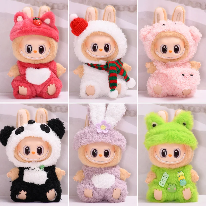 High Quality Monster Labubu Series Kawaii Plush Animal Onesie Suit 1/2 Generation Macaron Doll Cute Clothes Toy Accessories Gift