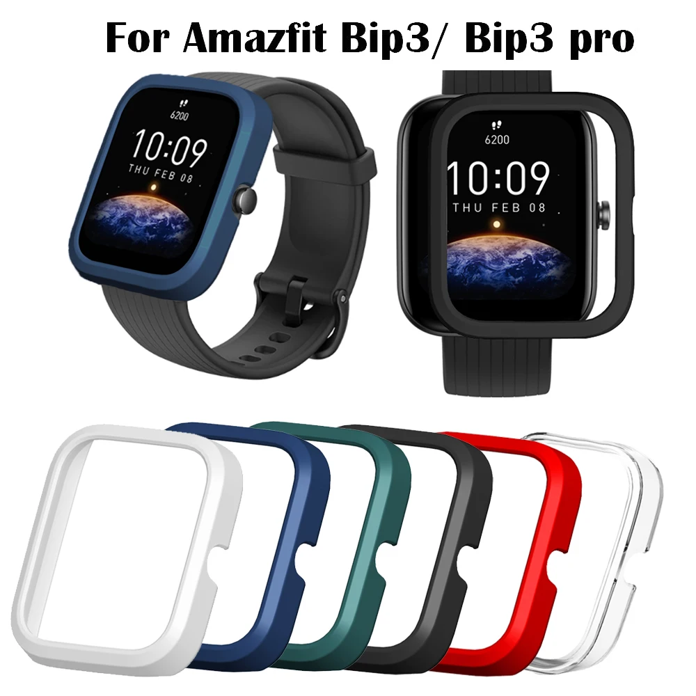 Caso protetor de relógio inteligente para xiaomi huami amazfit bip 3 pro quadro colorido fino pc capa protetora para amazfit bip 3 pro