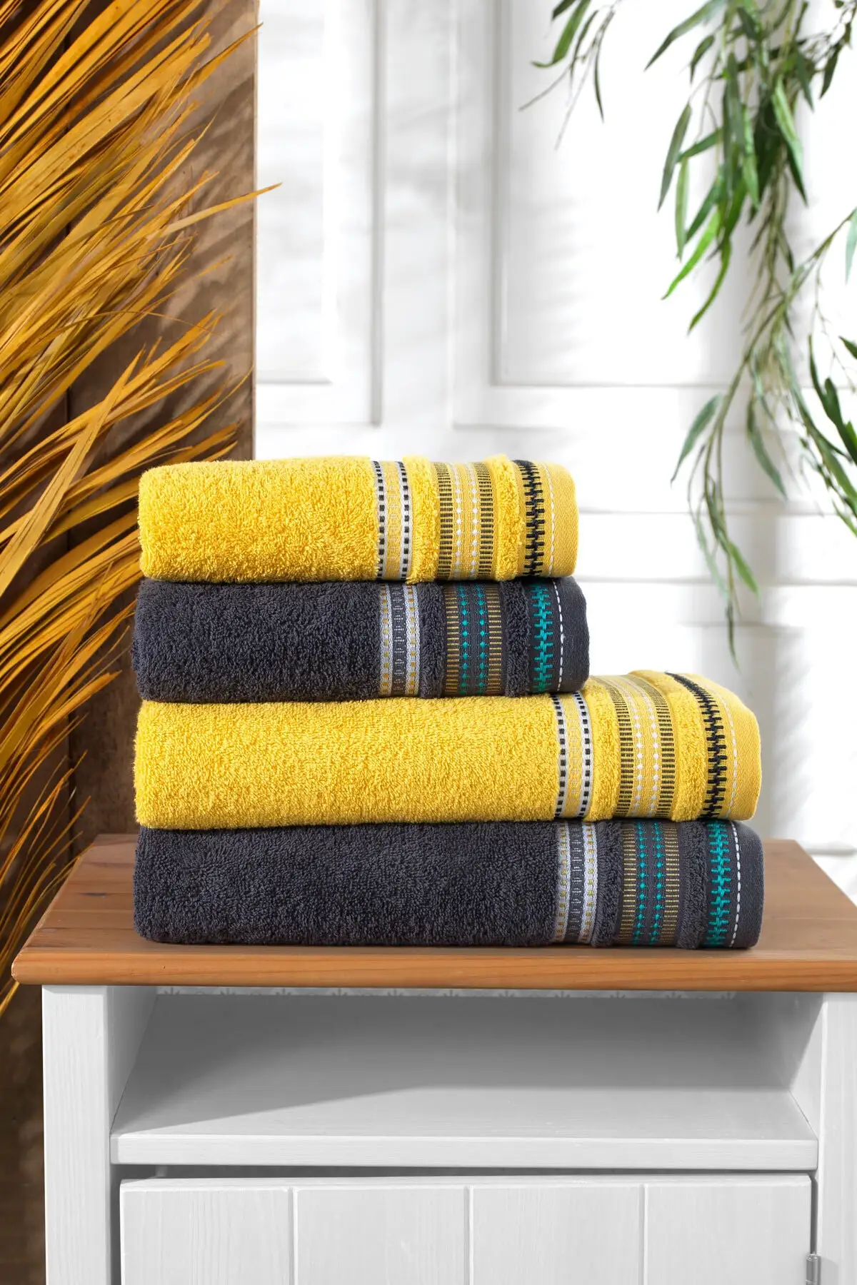 Antibacterial Adult's children's family bath towel %100 Cotton Natural comfortable soft & Strong water absorption 4 Pcs Colorful