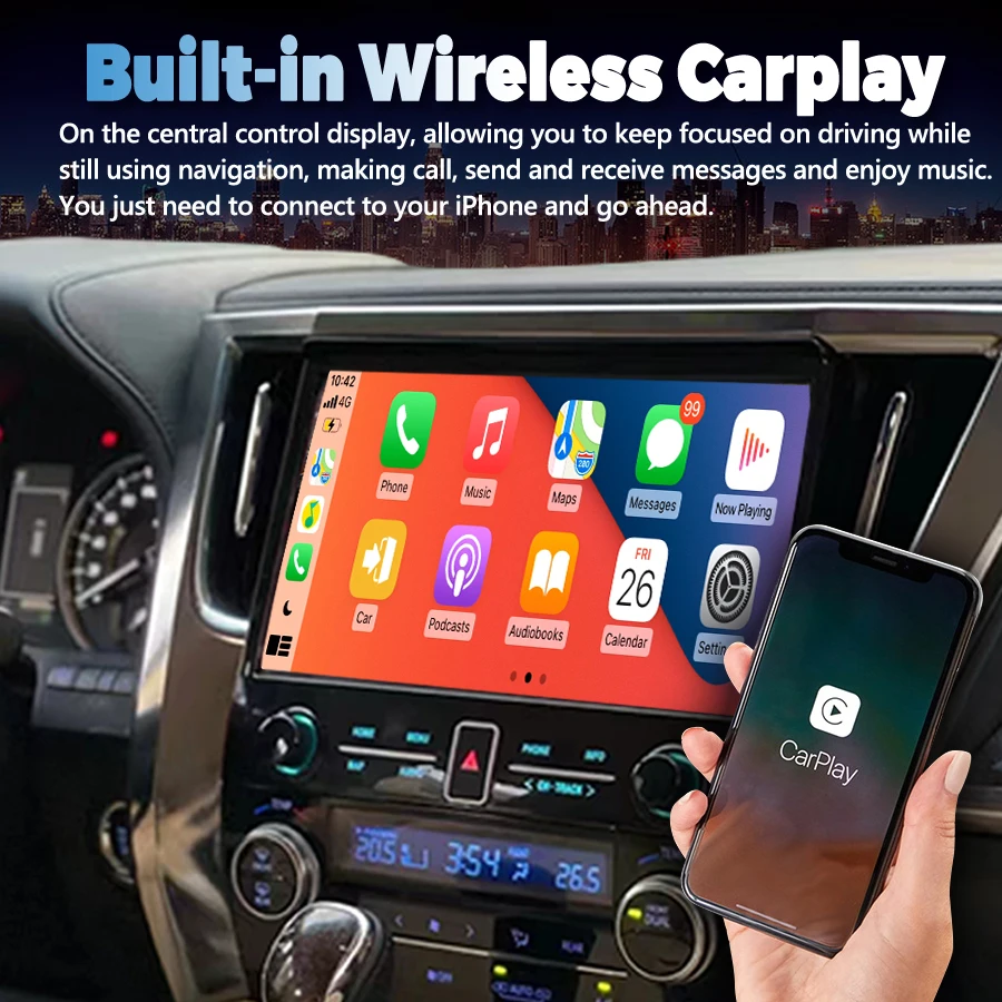 11,5-дюймовый Android 14 для Toyota Alphard 30 Vellfire 2015-2019, автомобильный GPS-навигатор, головное устройство, мультимедийный плеер, автомагнитофон