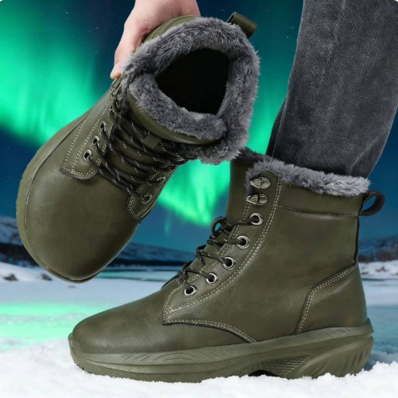 

Мужские зимние зимние ботинки, непромокаемая уличная теплая обувь на подкладке из искусственного меха, модные уличные нескользящие ботинки на шнуровке 2025, Zapatos Hombre