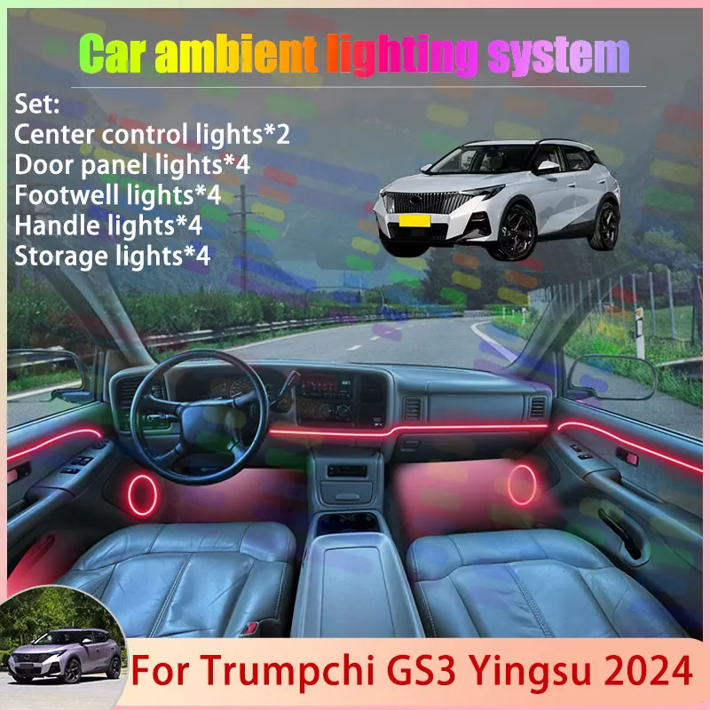

For Trumpchi GS3 Yingsu 2024 2025 2026 GAC Emzoom 2/24 in 1 Car Atmosphere Light Lamp RGB Shade Ensemble Streamer Atmosphere Set