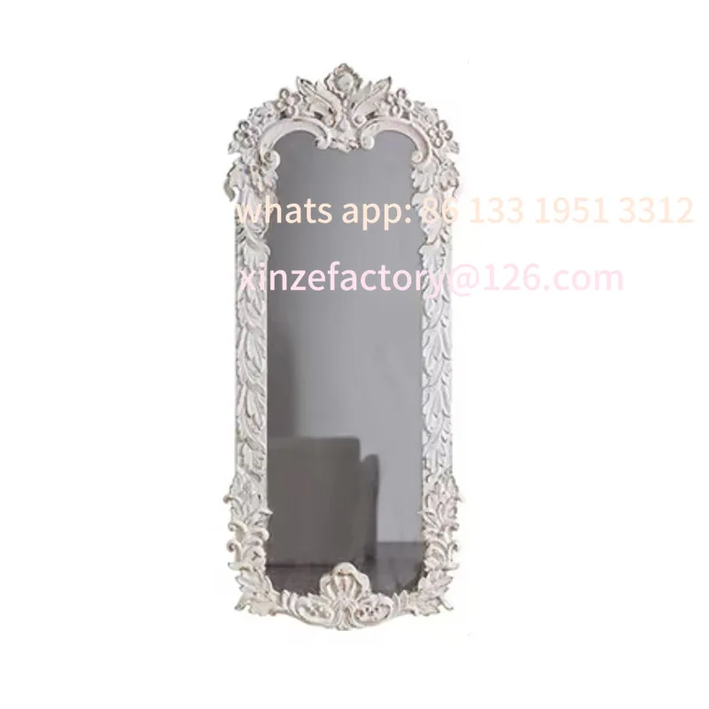

Retro living room decorative wall-mounted mirror, wall art carved full-body mirror, clothing store old fitting mirror