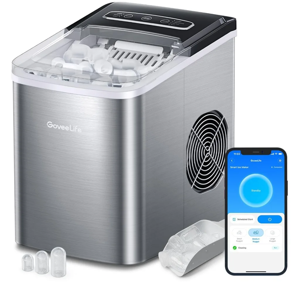 Smart Countertop Ice Makers, Portable Ice Maker Machine with Self-Cleaning, 6 Mins 9 Bullet Ice, 26lbs/24Hrs, Voice Remote