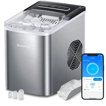 스마트 조리대 제빙기, 휴대용 제빙기, 자가 세척, 6 분 9 총알 얼음, 26lbs/24 시간, 음성 원격 