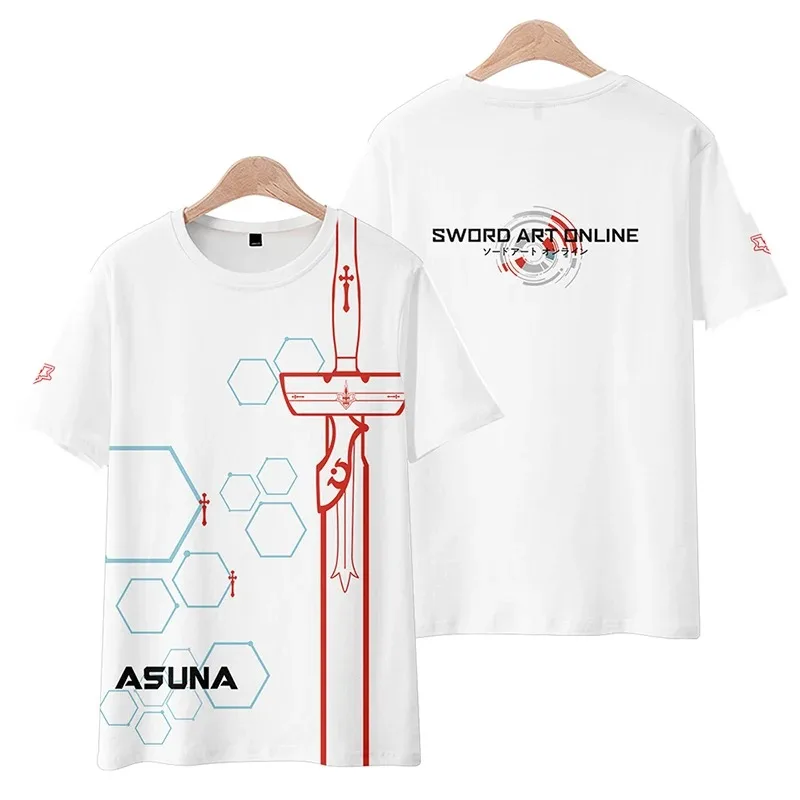 Homens e Mulheres São Espada Arte Online 3D Impressão Camiseta, Verão O-pescoço, manga curta, camiseta engraçada gráfico T-shirt