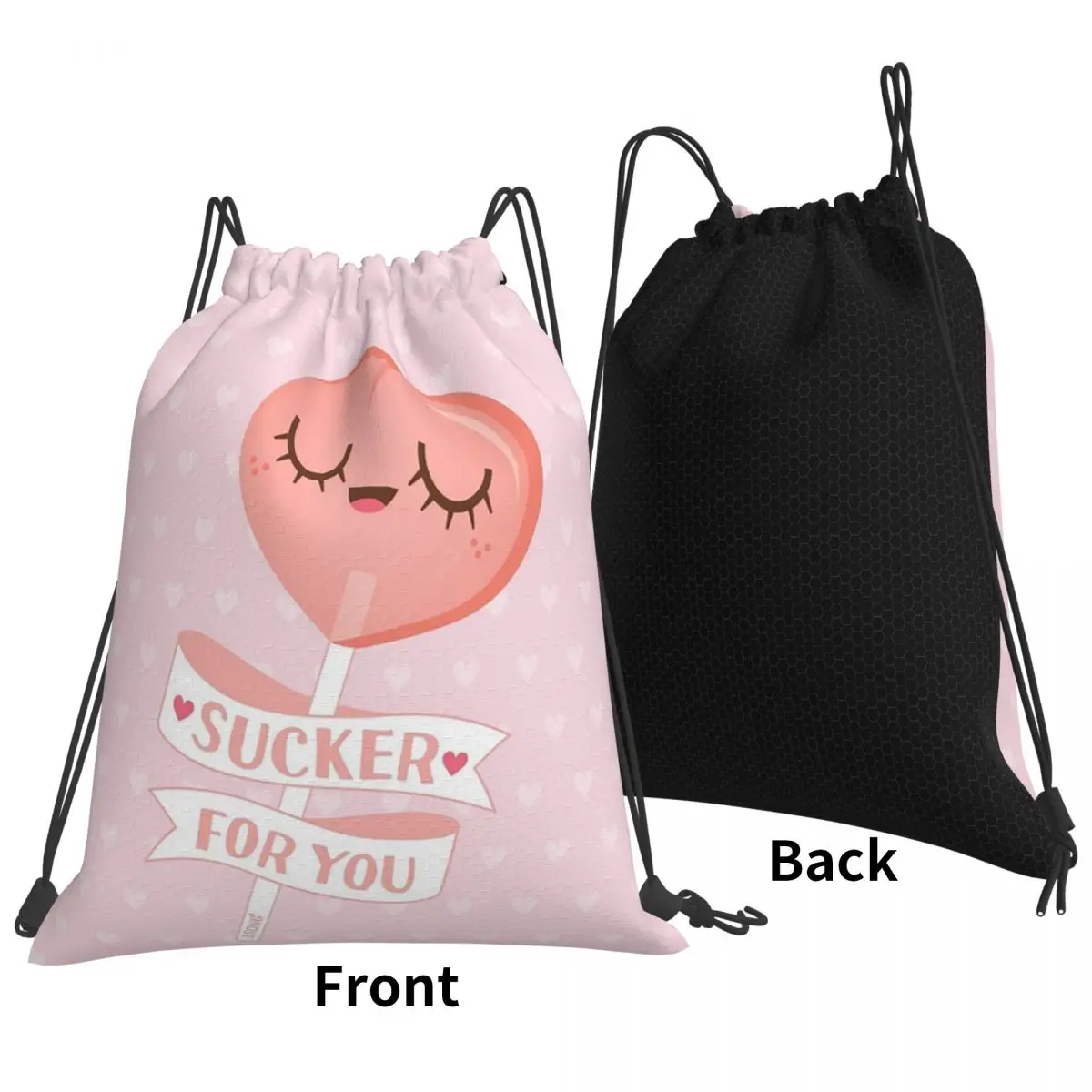 Just Peachy Lollipop Sucker For You Backpacks Fashion Portable Drawstring Bundle Pocket Storage Bag Book Bags For Travel School