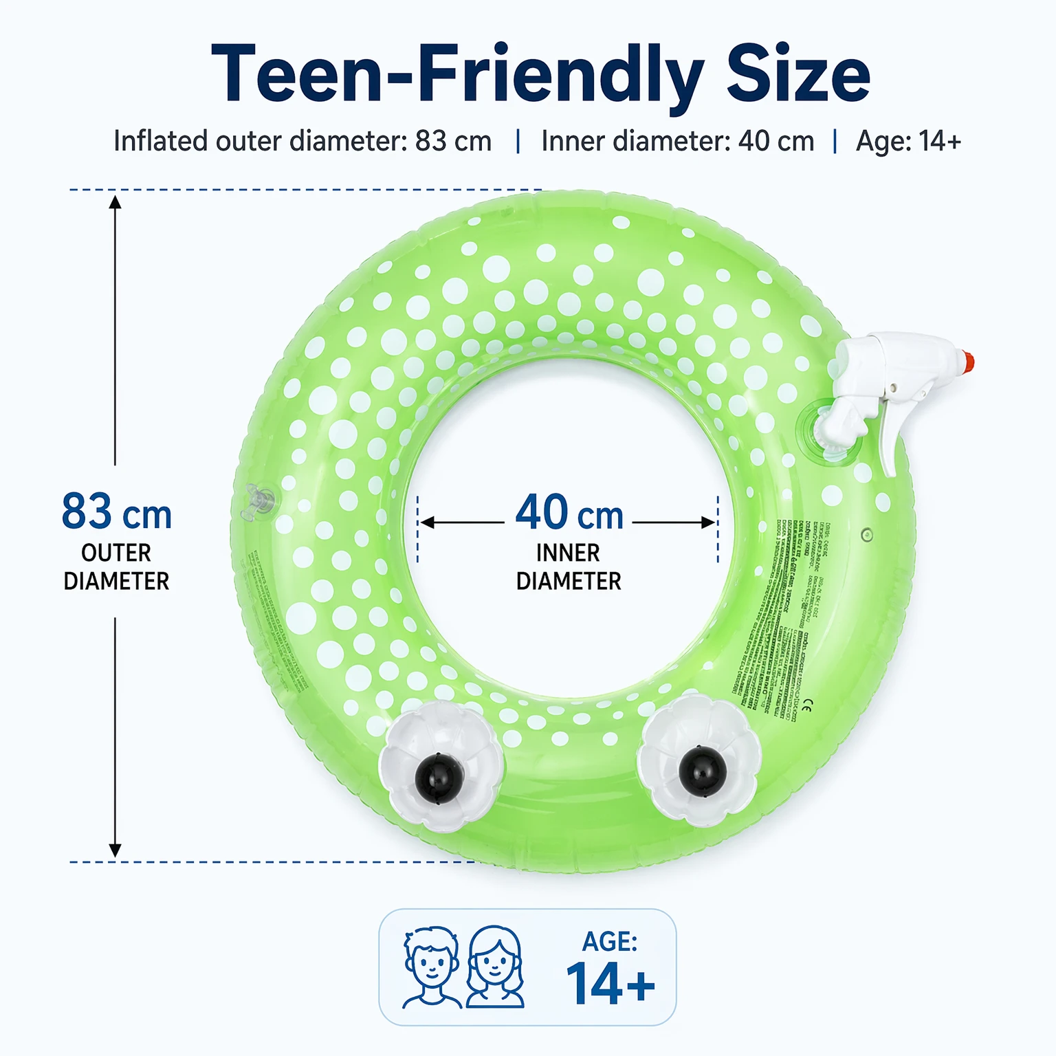 Cartoon Animal Inflatable Swim Ring With Built-in Water Gun Thick PVC Kids Anti-rollover Float Summer Beach Pool Water Toy view 3