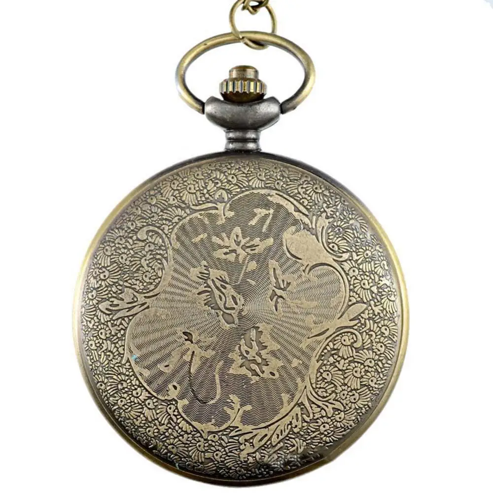 Vintage Bronze Pocket Watch para homens e mulheres, Quartz Necklace Pendant, Antique Steampunk Gift