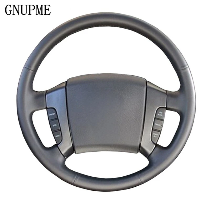 GNUPME Black Hand-stitched Car Steering Cover Soft Artificial Leather Car Steering Wheel Cover for Old Kia Sorento 2004-2008