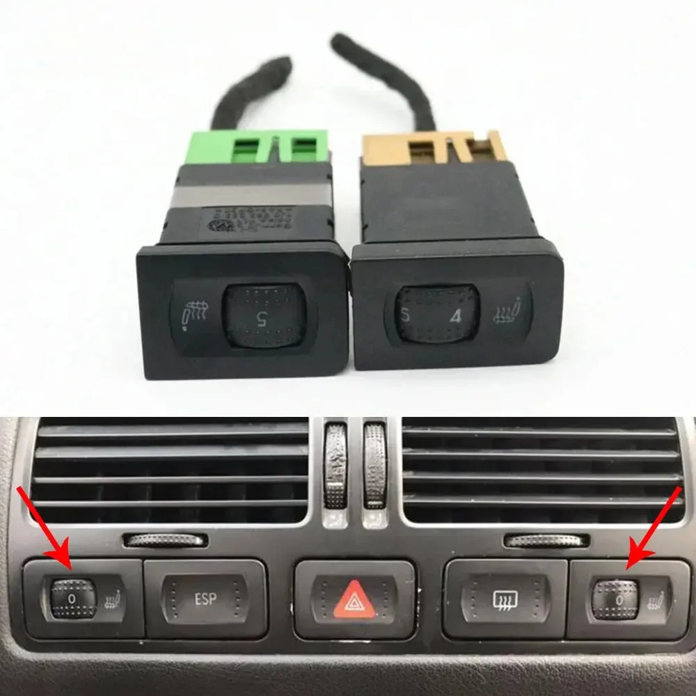 Pair Seat Heated Control Switch Button With Wire For VW Jetta Golf GTI Bora R32