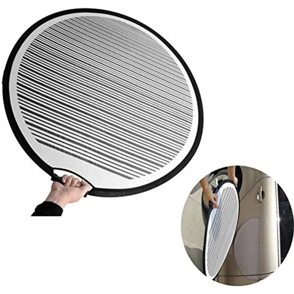 80cm Extra Large Circular Striped Flexible Foldable Portable Designed PDR Lined Light Reflector Board Dent Panel for Car Vehicle