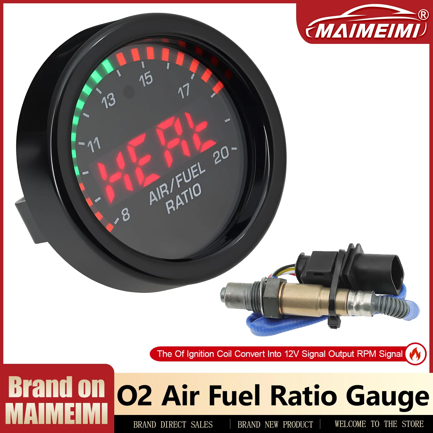 Car O2 Air Fuel Ratio Gauge Wideband Uego Gauge Kit Meter With Oxygen Sensor AFR Sensor For 30-0300 X-Series AFR LSU 4.9 Lambda