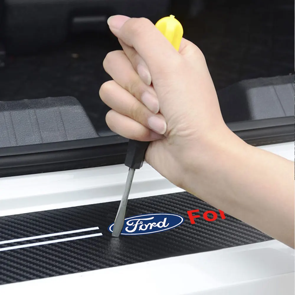 4PCS Leather Car Styling Door Sill Protector Sticker Accessories For Ford ST Fiesta Focus Mk2 3 4 Edition Mondeo Fusion Ecosport