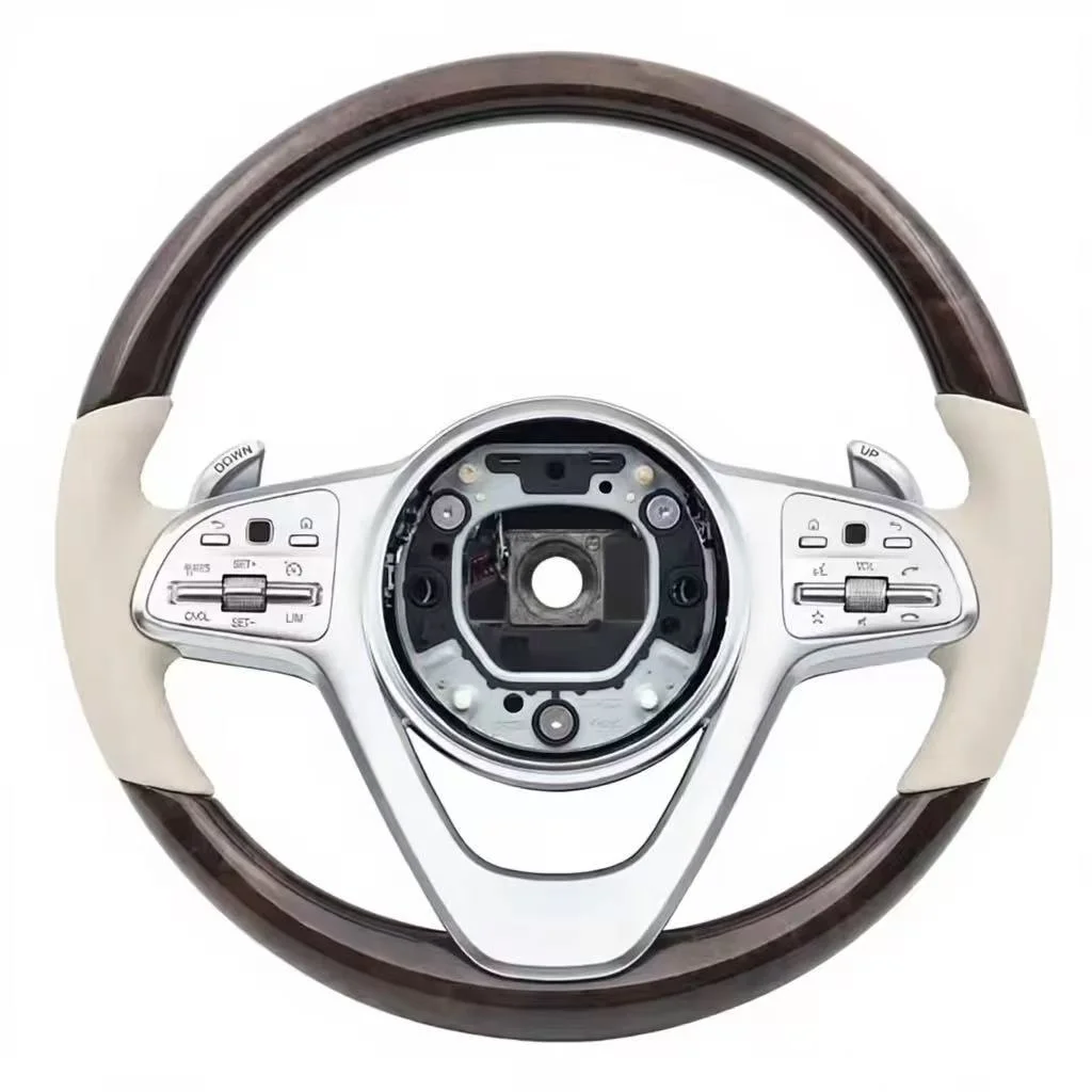 For Mercedes Benz S Class S320 M Wood Carbon Fiber Steering Wheel LED Leather RPM Handlebars