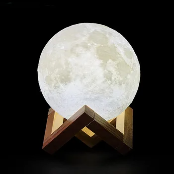 Dropship lámpara de Luna recargable con impresión 3D, luz LED nocturna, Interruptor táctil creativo, luz de luna para decoración de dormitorio, regalo de cumpleaños