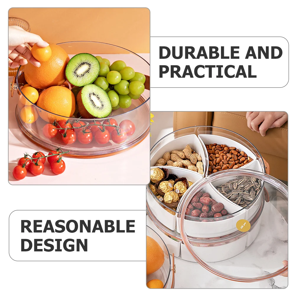 

Divided Fruit Tray Snack Serving Tray Lid Multi Compartment Design Ideal for Dried Fruit Nuts Candies Cookies Family Gathering