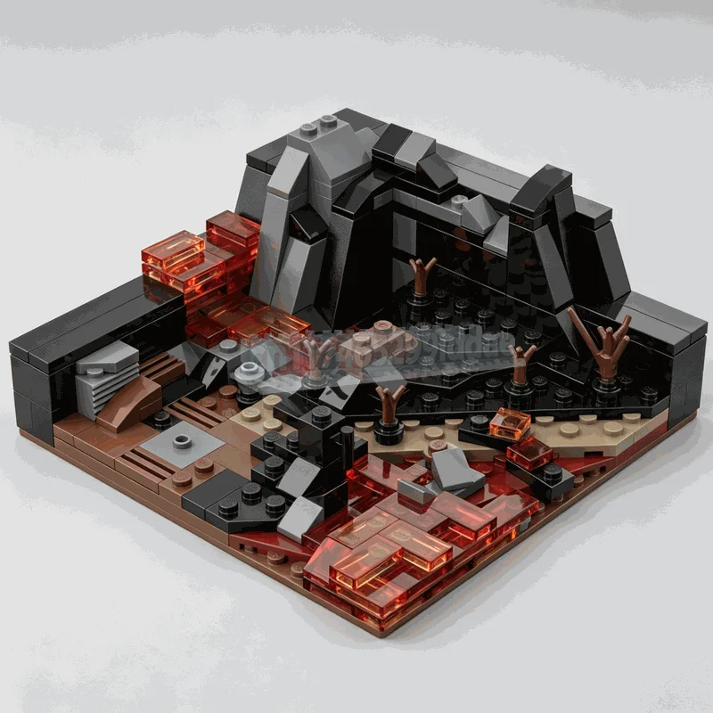 201PCS Volcano Planet Diorama MOC Scene Model Custom Puzzle DIY Assembly Building Blocks Creative Educational Toy Popular Gift