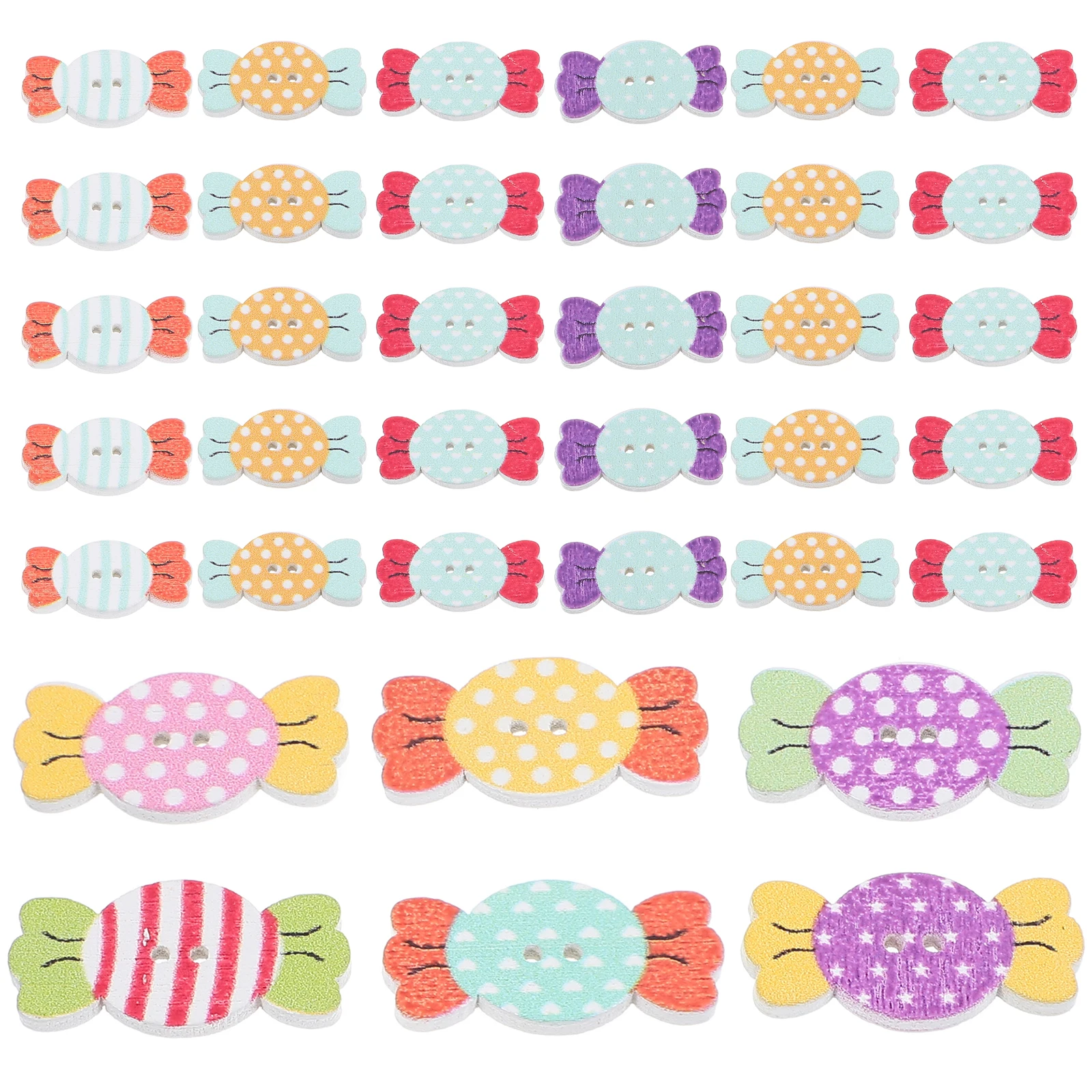 

50Pcs Colorful Candy Shaped Wood Buttons for DIY Crafts Sewing Buttons Decorative for Crochet and Clothing Crochet Button