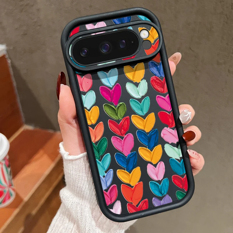 Bunte Liebe Herz Weiche Hülle Für Google Pixel 9 Pro XL 8 Pro 8A Einfarbig TPU Silikon Telefon Zurück Abdeckung für Pixel 8 9 Pro