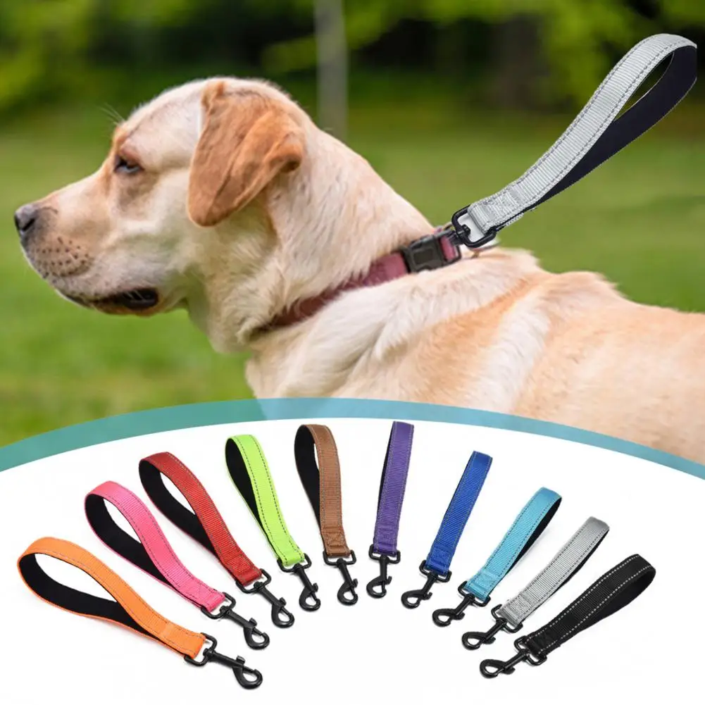 12 Inches Short Dog Leash Traffic Leashes with Carabiner Clip Reflective Nylon Dog Lead with Padded Handle for Large Medium Dogs