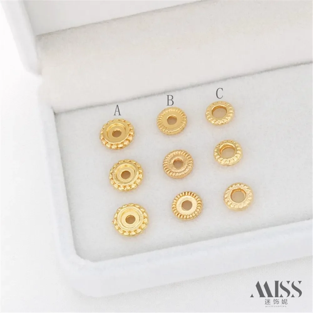 14K Gold-wrapped Color-preserving Thread Tire Pattern Concave Gear Edge Spacer Bead Spacer DIY Handmade Jewelry Accessories