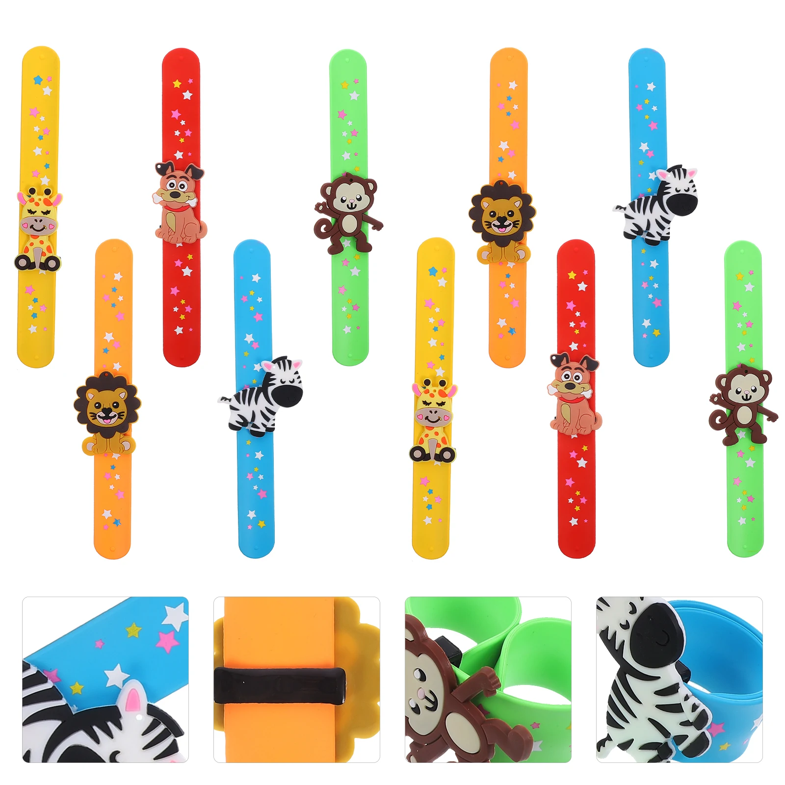 

10 Pcs Animal Bracelet Silicone Clapping Toys Slap Circle Bracelets Snap Wrist Bands Kids Party Decoration