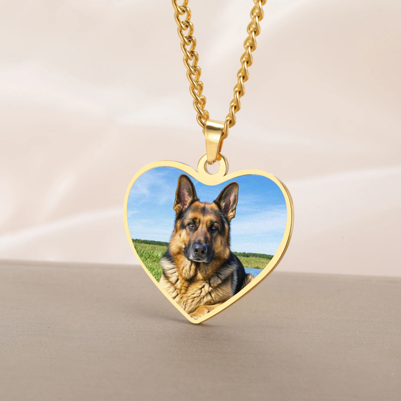 COOLTIME Benutzerdefinierte Herz Bild Halskette Edelstahl Personalisierte Anhänger Druck Foto Halskette Schmuck Großhandel – Detail 1